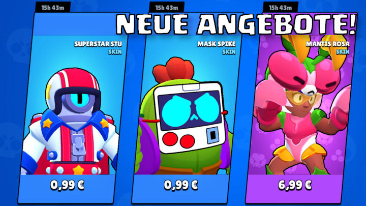 Stu, Spike und Rosa sind heute als Sonderangebote im Brawl Stars Shop